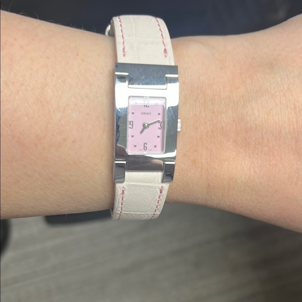 Versace Pink Dial Watch with pink leather Strap